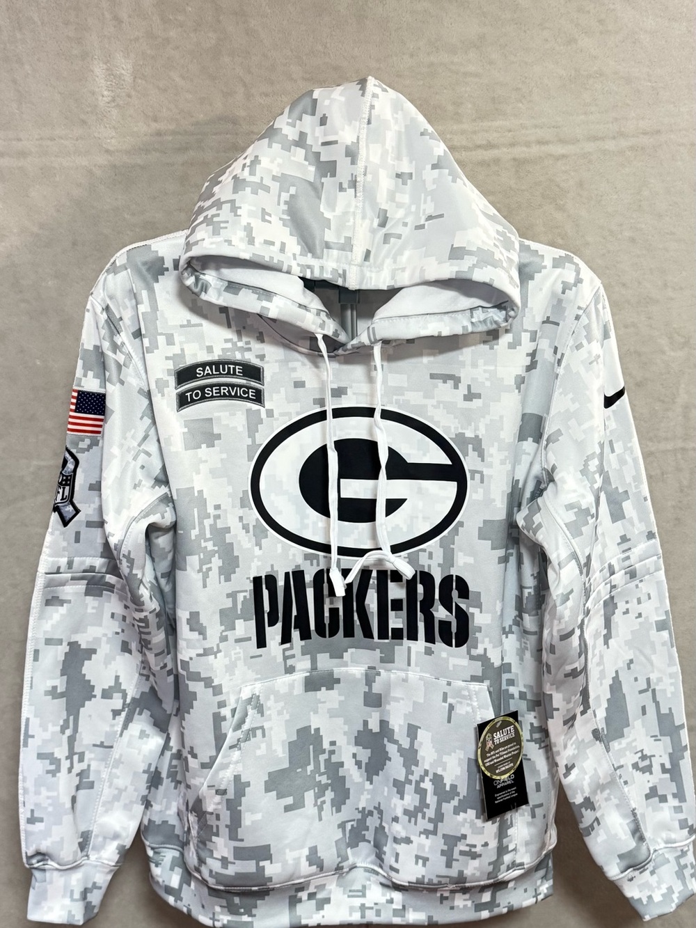 NFL White and Light Gray Camo Pullover Hoodie